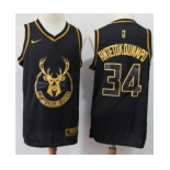 Men's Milwaukee Bucks #34 Giannis Antetokounmpo Black Gold Basketball Swingman Limited Edition Jersey