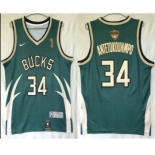 Men's Milwaukee Bucks #34 Giannis Antetokounmpo Green Nike Swingman 2021 Champions Earned Edition Stitched Jersey