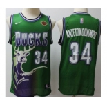 Men's Milwaukee Bucks #34 Giannis Antetokounmpo Green Throwback Basketball Jersey