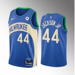 Men's Milwaukee Bucks #44 Andre Jackson Jr. Blue 2023-24 City Edition Stitched Basketball Jersey