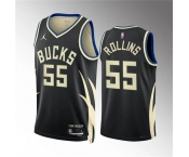 Men's Milwaukee Bucks #55 Ryan Rollins Black Statement Edition Stitched Basketball Jersey