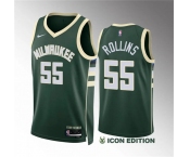 Men's Milwaukee Bucks #55 Ryan Rollins Green Icon Edition Stitched Basketball Jersey