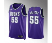 Men's Milwaukee Bucks #55 Ryan Rollins Purple Classic Edition Stitched Basketball Jersey