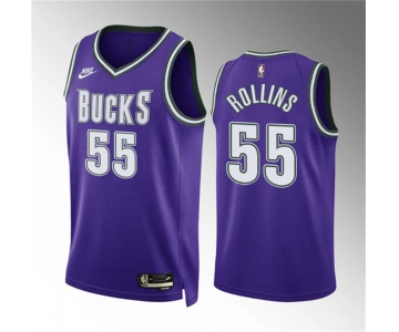 Men's Milwaukee Bucks #55 Ryan Rollins Purple Classic Edition Stitched Basketball Jersey