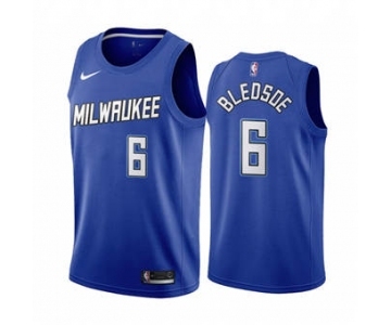 Men's Milwaukee Bucks #6 Eric Bledsoe Navy City Edition New Uniform 2020-21 Stitched Basketball Jersey