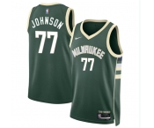 Men's Milwaukee Bucks #77 AJ Johnson Green 2024 Draft Icon Edition Stitched Basketball Jersey