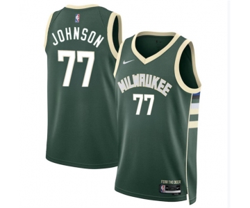 Men's Milwaukee Bucks #77 AJ Johnson Green 2024 Draft Icon Edition Stitched Basketball Jersey