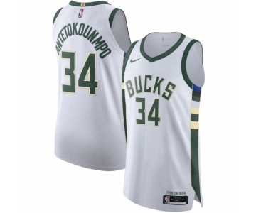 Men's Nike Giannis Antetokounmpo #34 Milwaukee Bucks White 2020-21 Authentic Jersey