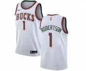 Men's Nike Milwaukee Bucks #1 Oscar Robertson Swingman White Fashion Hardwood Classics NBA Jersey