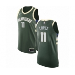 Men's Nike Milwaukee Bucks #11 Brook Lopez Authentic Green NBA Jersey - Icon Edition