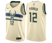 Men's Nike Milwaukee Bucks #12 Jabari Parker Swingman Cream NBA Jersey - City Edition