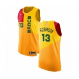 Men's Nike Milwaukee Bucks #13 Glenn Robinson Authentic Yellow NBA Jersey - City Edition