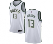 Men's Nike Milwaukee Bucks #13 Malcolm Brogdon Authentic White Home NBA Jersey - Association Edition