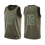 Men's Nike Milwaukee Bucks #13 Malcolm Brogdon Swingman Green Salute to Service NBA Jersey