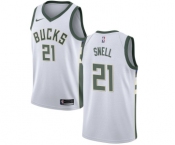 Men's Nike Milwaukee Bucks #21 Tony Snell Authentic White Home NBA Jersey - Association Edition