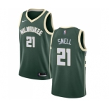 Men's Nike Milwaukee Bucks #21 Tony Snell Swingman Green Road NBA Jersey - Icon Edition