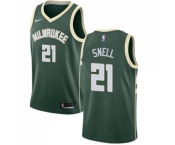 Men's Nike Milwaukee Bucks #21 Tony Snell Swingman Green Road NBA Jersey - Icon Edition