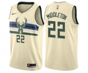 Men's Nike Milwaukee Bucks #22 Khris Middleton Swingman Cream NBA Jersey - City Edition