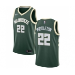 Men's Nike Milwaukee Bucks #22 Khris Middleton Swingman Green Road NBA Jersey - Icon Edition