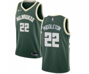 Men's Nike Milwaukee Bucks #22 Khris Middleton Swingman Green Road NBA Jersey - Icon Edition