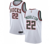 Men's Nike Milwaukee Bucks #22 Khris Middleton Swingman White Fashion Hardwood Classics NBA Jersey