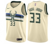 Men's Nike Milwaukee Bucks #33 Kareem Abdul-Jabbar Swingman Cream NBA Jersey - City Edition