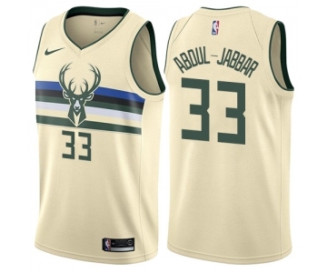 Men's Nike Milwaukee Bucks #33 Kareem Abdul-Jabbar Swingman Cream NBA Jersey - City Edition