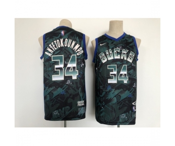 Men's Nike Milwaukee Bucks #34 Giannis Antetokounmpo Hunter Green Authentic Jersey