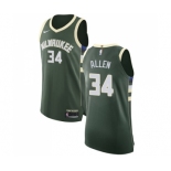 Men's Nike Milwaukee Bucks #34 Ray Allen Authentic Green Road NBA Jersey - Icon Edition