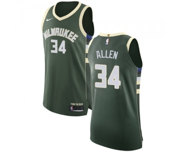 Men's Nike Milwaukee Bucks #34 Ray Allen Authentic Green Road NBA Jersey - Icon Edition