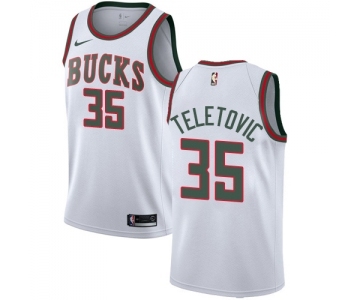 Men's Nike Milwaukee Bucks #35 Mirza Teletovic Swingman White Fashion Hardwood Classics NBA Jersey