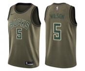 Men's Nike Milwaukee Bucks #5 D. J. Wilson Swingman Green Salute to Service NBA Jersey