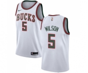 Men's Nike Milwaukee Bucks #5 D. J. Wilson Swingman White Fashion Hardwood Classics NBA Jersey