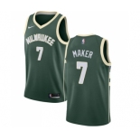 Men's Nike Milwaukee Bucks #7 Thon Maker Swingman Green Road NBA Jersey - Icon Edition