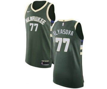 Men's Nike Milwaukee Bucks #77 Ersan Ilyasova Authentic Green NBA Jersey - Icon Edition