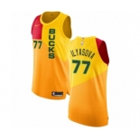 Men's Nike Milwaukee Bucks #77 Ersan Ilyasova Authentic Yellow NBA Jersey - City Edition