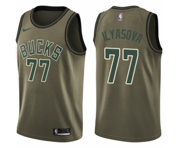 Men's Nike Milwaukee Bucks #77 Ersan Ilyasova Swingman Green Salute to Service NBA Jersey