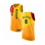 Men's Nike Milwaukee Bucks #8 Matthew Dellavedova Authentic Yellow NBA Jersey - City Edition