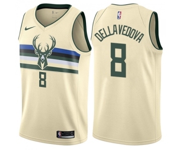 Men's Nike Milwaukee Bucks #8 Matthew Dellavedova Swingman Cream NBA Jersey - City Edition