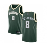 Men's Nike Milwaukee Bucks #8 Matthew Dellavedova Swingman Green Road NBA Jersey - Icon Edition