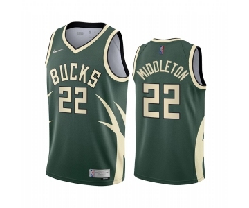 Milwaukee Bucks #22 Khris Middleton Green NBA Swingman 2020-21 Earned Edition Jersey