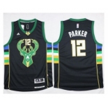 NBA Men Milwaukee Bucks #12 Jabari Parker Black Alternate Stitched Jersey