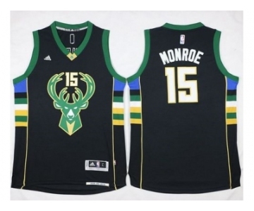 NBA Men Milwaukee Bucks #15 Greg Monroe Black Stitched Jersey