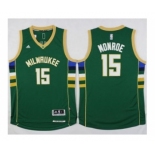 NBA Men Milwaukee Bucks #15 Greg Monroe Green Stitched Jersey