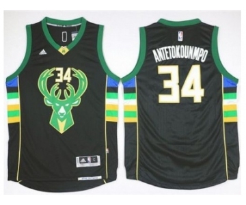 NBA Men Milwaukee Bucks #34 Giannis Antetokounmpo Black Alternate Stitched Jersey