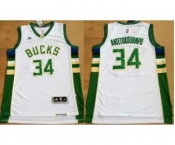 NBA Men Milwaukee Bucks #34 Giannis Antetokounmpo White Revolution 30 Stitched jersey