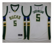 NBA Men Milwaukee Bucks #5 Michael Carter-Williams White Stitched Jersey