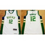 NBA Men Revolution 30 Milwaukee Bucks #12 Jabari Parker White Stitched Jersey