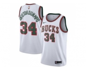 Nike Milwaukee Bucks #34 Giannis Antetokounmpo White Throwback Hardwood Classics NBA Swingman Jersey