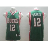 nba milwaukee bucks #12 parker green[revolution 30 swingman]